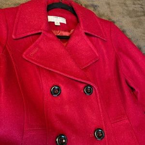 Anne Klein red pea coat in medium